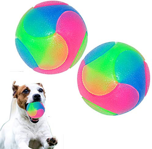 FineInno 2 pcs Groß Leuchtball,Leuchtender Hundeball,Ball für Hunde,Dog Ball 