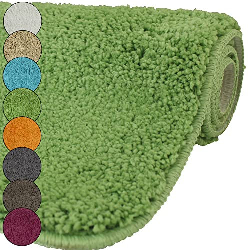 DILUMA | Badematten Set 2 Teilig Badematte 50x80 und WC Vorleger 45x50 cm Grün | Badteppich Set | Flauschiger Hochflor, Weich, rutschfest, Saugstark