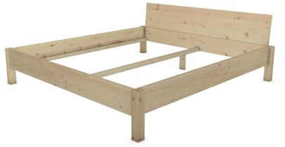 TUGA - Holztech Massivholzbett metallfreie geniale Steckverbindung Holzbett unbehandelt (180 x 200cm 38cm Höhe)