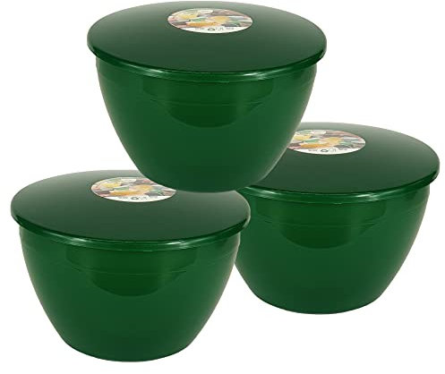 Pudding Basin and Lid Pack of 3 Plastic Pudding Basins Large Sized Emerald Green Food Safe Steaming Bowls (Large 3 Pint)