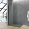 Walkin Dusche Duschabtrennung schwarz 90x200 cm Begehbare Duschwand Glas bodengleich Glasduschwand Glastrennwand barrierefrei behindertengerecht Sicherheitsglas 8 mm Lotus-Effekt NANO Beschichtung