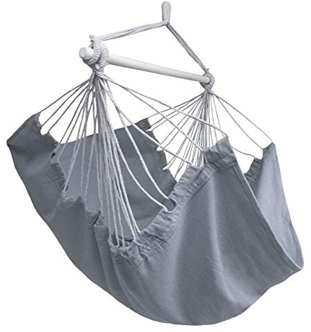 Hängesessel Comfort Swinging Chair Hängematte; Indoor und Outdoor Hängestuhl aus Baumwolle bis 125 kg (Grau)
