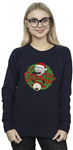 Absolute Cult Rick and Morty Women's Christmas Wreath Sweatshirt