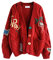 Damen-Strickjacke mit Zopfmuster, lange Ärmel, offene Vorderseite, V-Ausschnitt, Knopfleiste, Stickerei, Wollmischung, Pullover, Jacke, Outdoor-Kleidung, Rot/Ausflug, einfarbig (Getaway Solids),
