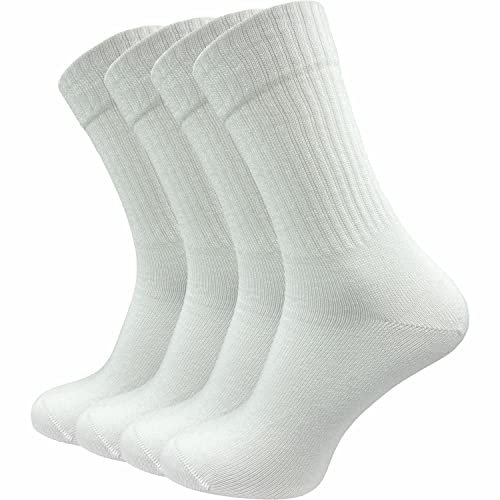 GAWILO Tennissocken für Herren (4 Paar) | sehr hochwertige Sportsocken | Retro Socken mit verstärkter Ferse und Spitze (as3, numeric, numeric_43, numeric_46, regular, regular, weiß, 43-46)