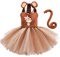 Kinder Baby Mädchen Tier Kostüme Dschungel Tiger/Leopard/Kühe/Zebra/Giraffe Dress Up Cosplay Tutu+Stirnband+Schwanz 3 Stück Weihnachten Halloween Karneval Geburtstag Partykleid Affe 9-10 Jahre