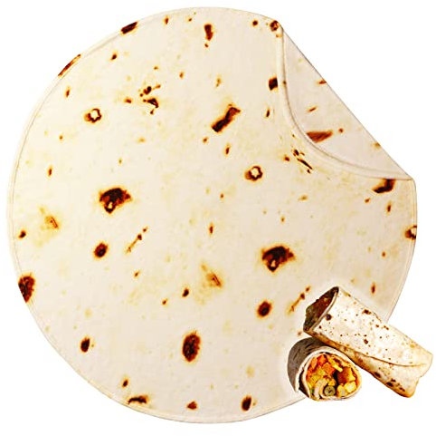 BNuitland 228 cm Tortilla Burritos Muster Decke, 290 g/m², doppelseitig, riesiges Mehl, lustige Taco-Decke für Ihre Familie, superweiche Flanell-Bettüberwurf Decke