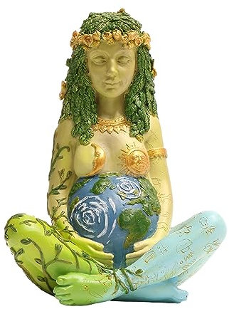 PSYHILAR Mutter Erde Statue, 17,8 cm Fruchtbarkeit Gaia Göttin Statue, Natur Schwangere Wicca Altar Supplies, Mond Yoga Alter Tisch Hexerei