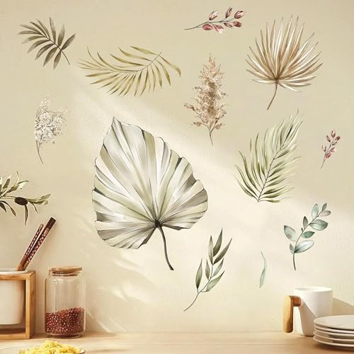 Blätter Wandaufkleber Pflanzen Wandaufkleber Blätter Wandtattoo Tropische Pflanzen Wandaufkleber Dschungel Blätter Palmenblatt Wandbilder Selbstklebend für Wohnzimmer Schlafzimmer Hintergrund Wanddeko