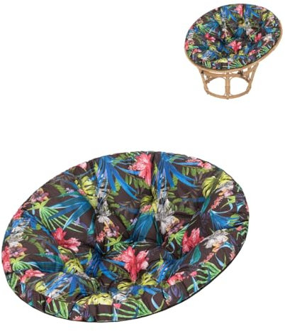shivler Sitzkissen Polster Auflage für Papasan Rattansessel Kissen Hängekorb Schaukel 114 cm (Bunte Bläter)