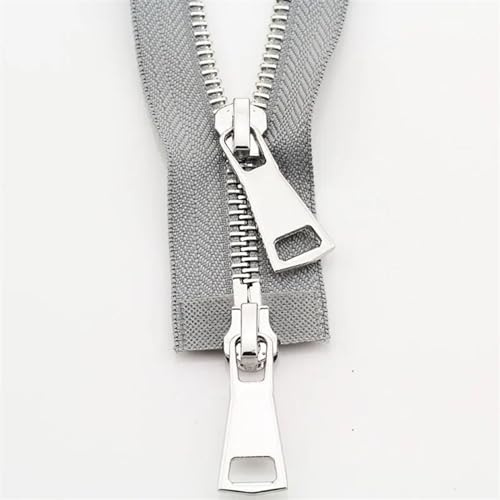 Reißverschluss 70/90 cm Jacke Metall Reißverschluss Doppelschieber Zwei-Wege-Reißverschluss DIY Kleidung Kleidungsstück Reißverschluss Ersatz Handgemachtes Zubehör (Farbe: Grau, Größe: 70 cm)