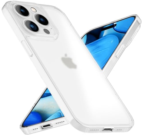 NALIA Semi-Transparent Case kompatibel mit iPhone 15 Pro Max Hülle, 0,3mm Extrem Schlankes Hardcase, Frosted Cover Matt Durchscheinend Ultra-Dünn Anti-Fingerabdruck Kratzfest Leicht, Farbe:Weiß