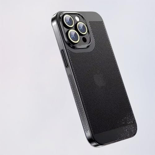 FORLUZ Honeycomb Mesh Heat Dissipation Case For Iphone 14 11 12 13 Pro Max 14 Plus XS Max Phone Cover Electroplated Frame Shell,Graphite,For iPhone 12 pro