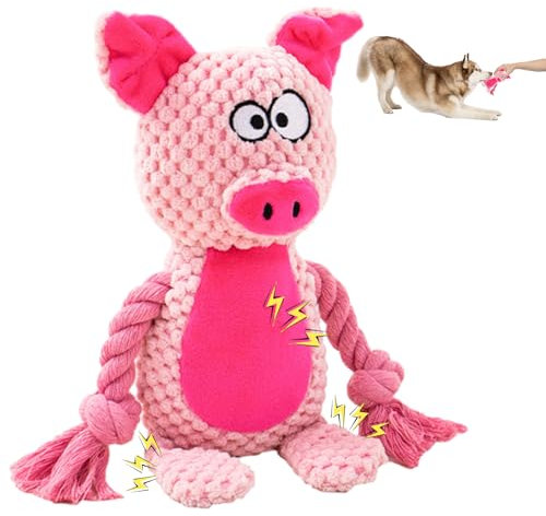Fadcaer Jouet couineur en peluche cochon pour chiens de petite et moyenne taille – Jouet interactif pour le nettoyage des dents et l'ennui (rose)