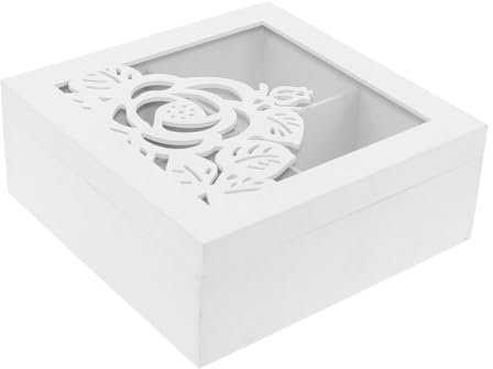 MAURY'S IL NUMERO UNO DEL RISPARMIO Scatola da The con Fiore Contenitore Porta Tisane Te Tea caffè in cialde spezie Scatola Porta bustine da thè infusi Tisane in Legno Stile Shabby (Scatola Fiore)