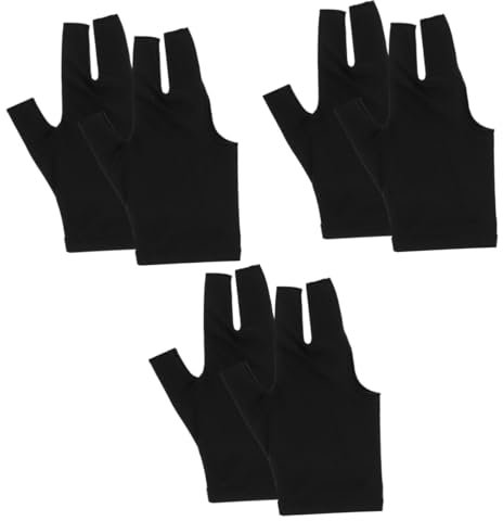 Sosoport 3 Paare DREI-Finger-Handschuhe Sporthandschuhe Professionelle Schwimmhandschuhe Elastische Billardhandschuhe Snooker-Handschuhe Yoyo-handschuh Billard Zubehör Mitglied Nylon Schutz