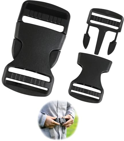 Fsttre 32 mm fibbia cinghia di fissaggio ad apertura laterale, 2 pezzi fibbia zaino a sgancio rapido fibbia di ricambio, fibbie in plastica extra spesse per zaino e borse, fibbia con cinghie nere,