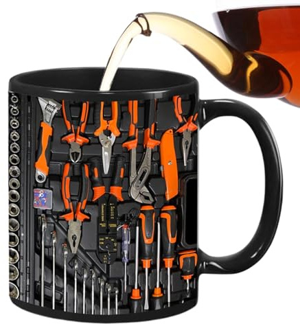 Ruwshuuk Mechaniker-Werkzeug-Kaffeetasse, Mechaniker-Werkzeug-Tasse - 350 ml Werkzeugbecher aus Keramik,Neuartige Kaffeetassen für Geburtstag, Weihnachten, Erntedankfest, Jahrestag, einzigartige