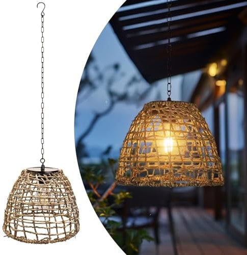 pearlstar Lampes solaires à suspendre pour l'extérieur - Lanterne solaire - Décoration de jardin - Lanterne solaire avec cordon - Résistante aux intempéries - Poignée - Lampe suspendue pour balcon,