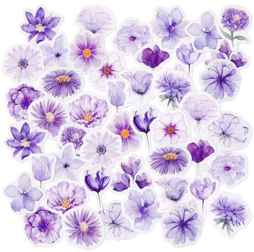 46 Lila Orchideen Aufkleber, Miniatur-Blumen-Aufkleber - Scrapbooking Zubehör für Reise Koffer, Laptop, Kalender, Koffer, Notizbuch