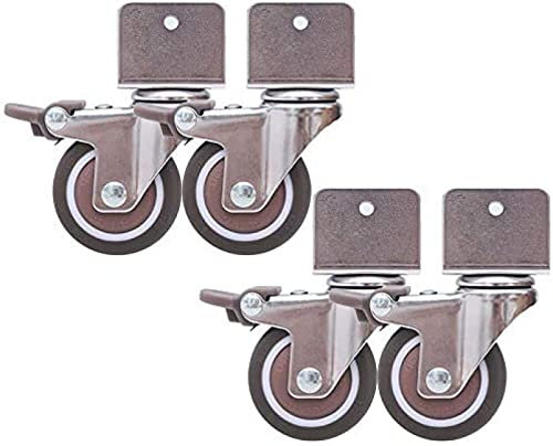4 Stück Lenkrollen 50 mm Lenkrolle aus Gummi für Babybettwagen, Möbelrolle mit Bremsrollen, geräuschlos, 2 Zoll U-Klemme, 20 mm