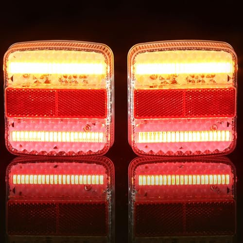 ETUKER 2xAnhänger Rückleuchten Led 5Funktion 12/24v Beleuchtung für Anhänger Rücklicht Wasserdicht