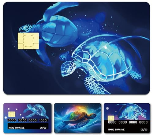 CREATCABIN 4 Styles Turtle Kreditkarten Skins Debitkarten Skin Aufkleber Keine Blasen Schlanke Personalisierte Bankkarten Schutzaufkleber PVC Wasserdicht Für Transport Schlüsselkarten 18.6x13.7cm