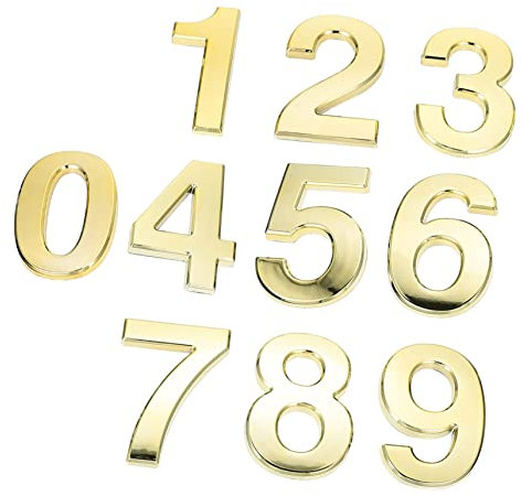 SEWOART 10stücke Selbstklebende Hausnummern Goldfarben Galvanisierte Zahlen Für Türschild Briefkasten Wohnung Hotel Und Apartment Wetterbeständig Und Robust