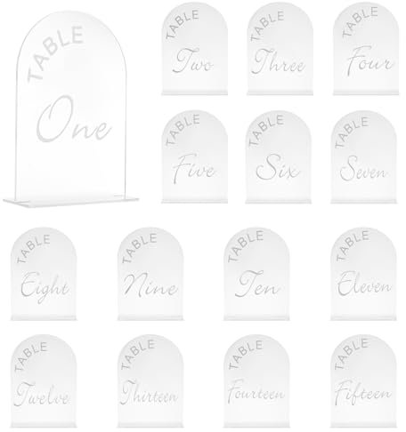 sourcing map Lot de 15 panneaux en acrylique blanc mat avec support, 12,7 x 17,8 cm pour décoration de table de mariage (numéro 1 à 15)