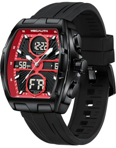 MEGALITH Herren Uhr Analog Digital: Wasserdicht LED Datum Wecker Stoppuhr - Sport Schwarz Militär Große Uhren für Männer