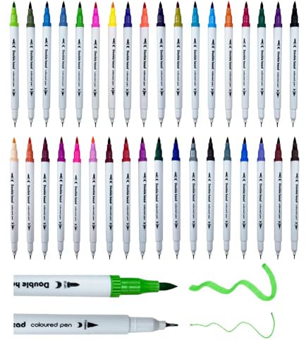 KAOTPO Filzstifte Dicke und Dünne, 36 Farben Fineliner Set, Dual Brush Pen Set für Handlettering Kalligraphie Aquarellpinsel Ausmalen Erwachsene (Weißer Stock, 36 Farben)