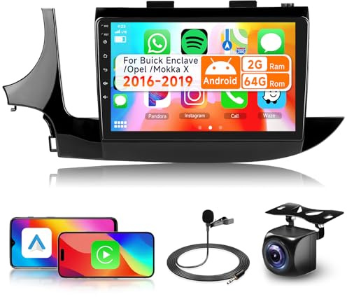 2+64G 9'' Autoradio 2 Din für Buick Encore 2016-2018/Opel Mokka Vauxhall 2016-2019 MIT Carplay Android Auto Wireless,Mirror link,Auto Radio mit Bildschirm Bluetooth RDS/FM+AHD Rückfahrkamera+CANBUS