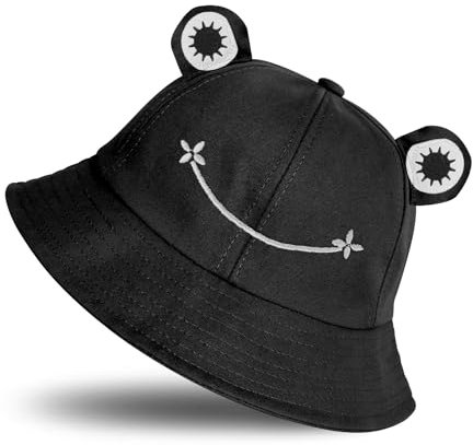 IHLOOTD Frosch Hut, Frosch Anglerhut Sonnenhut Fischerhut Buckethut Baumwolle Frosch Fischerhüte, Niedlicher Frösche Hut für Kinder Erwachsene Teenager Camping Wandern Angeln Jagd