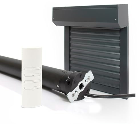 Kit Volet Roulant Electrique Radio Ajustable en Aluminium - Montage Facile , Pour Fenêtre- H 155 cm x L 120 cm