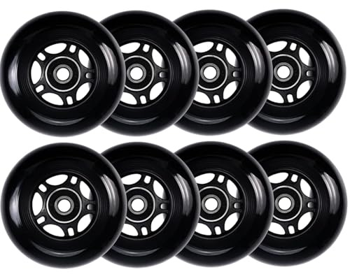 JCCHT Lot de 8 Roues de Roller Hockey de 72 mm, 76 mm et 80 mm, avec roulements, pour Patins d'intérieur et d'extérieur,76mm