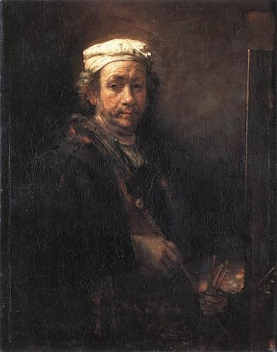 WYKUJMYTO Kunst Gemälde Poster Kunstwerke Berühmte Leinwand Drucken Porträt des Künstlers an seiner Staffelei Rembrandt Kunstdrucke Leinwand für Wohnzimmer Dekoration 60x90cm