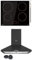 COMFEE' CIH741F238K0 7400W Piano di Cottura a Induzione da Incasso con 4 Zone + Cappa Aspirante 60 cm PYRA17B-60 Nera Cappa Cucina con LED