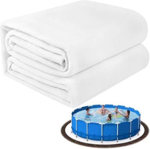 MIDUOLAI Rivestimento per Piscina Fuori Terra Senza Giunture Rotondo Pretagliato E Resistente, Materiale Geotessile Resistente Protezione Antiforatura Prolunga La Durata del Rivestimento,Bianca,10FT