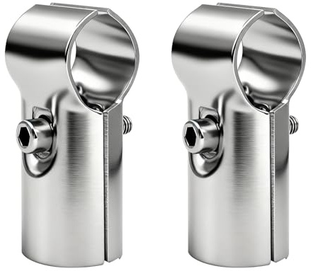 HKATOPS T Pipe Connector Clamps,2 Set 25mm(OD.1inch) Stainless Steel Pipe Fence Clamp Tee Corner Fitting End Rails Clamps