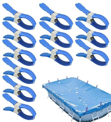 Générique Clips De Couverture De Piscine, Clips Couverture Piscine pour Les Piscines Au-Dessus du Sol, Pinces À Linge en Acier Inoxydable | À Travers des Grande Taille | pour La Plage Exté