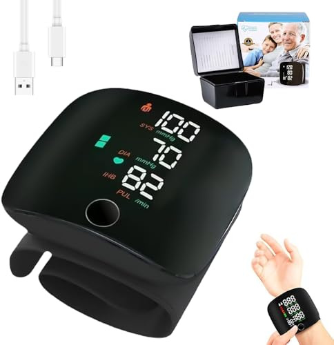 LUFEIS Blutdruckmessgerät Handgelenk, Blutdruck Messgerät Handgelenk mit Großem LCD-Display, Automatische Englische Sprachausgabe, Digitales Handgelenk-Blutdruckmessgerät mit 2×99 Speicherplätze