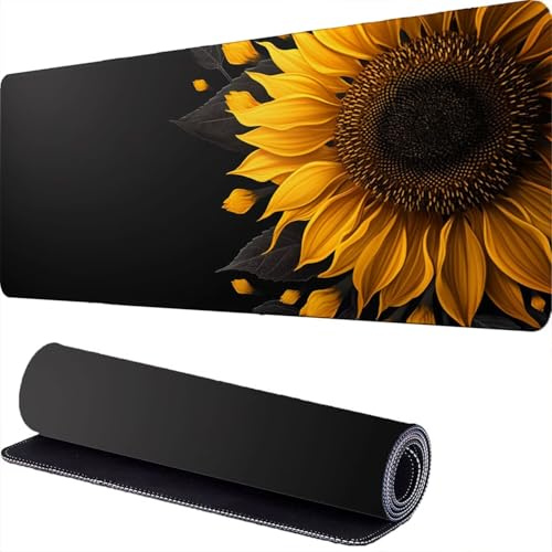 Jaune Tapis de Souris Gamer 1500 x 800 x 3mm Le Tournesol Tapis Souris XXL Extended Mousepad Desk Mat avec Base en Caoutchouc Antidérapant, Mouse Pad pour Ordinateur, PC, Bureau, Maison r-280