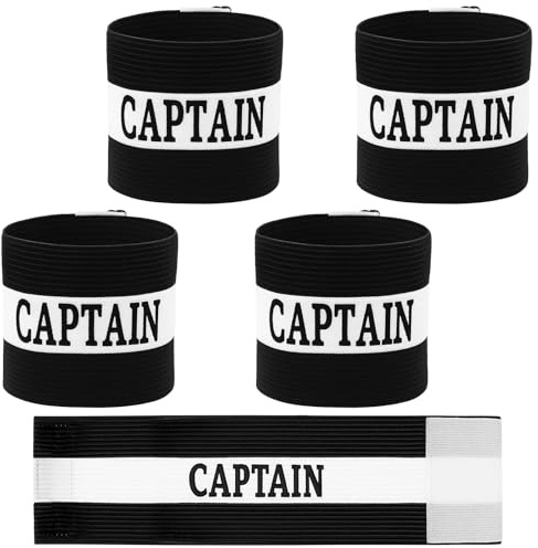 Yuanchu 4 Pcs Captain Arm Armbands for Soccer, Adjustable Black Soccer Captain Armband Football Arm Band Team Sport Armband for Adults Rugby Basketball Volleyball Team