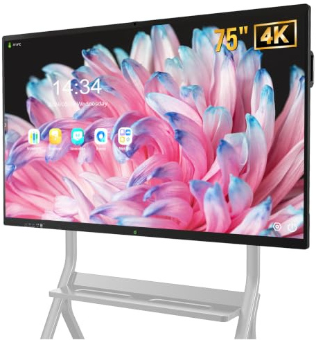YIXZSWD 75'' Smart Board, 4K UHD Interattive Lavagna Digitale Touchscreen, 8GB RAM+128GB ROM, per Ufficio, Insegnamento, Classe, Casa, Supporto Microfono/WIFI/Bluetooth/HDMI, Montaggio a Parete