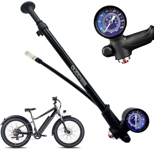 KQWVZ Bike Pump With Pressure Gauge(Max 400 PSI), 3 in 1 High Pressure Shock Pump, Bike Shock Pump With Gauge, Bicycle Fork Pump/Bicycle Tyre Pump for MTB, Portable Bikepump for all Bikes