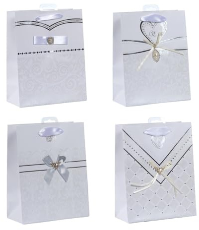 Laro Premium Line Medium/Mittel Geschenktüten Größe:H23x B18x T9x cm Hochzeitszauber 10/20/40/100 Stk, Anzahl:100, Muster Tüten:Hochzeitszauber
