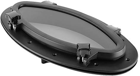 RiToEasysports Ventana de Barco, Resistente y Segura con Vidrio Templado, Ventana Ojo de Buey Ovalada 410x220mm Marco Acero Inoxidable 316 para Reemplazo en Yates, RV y Embarcaciones