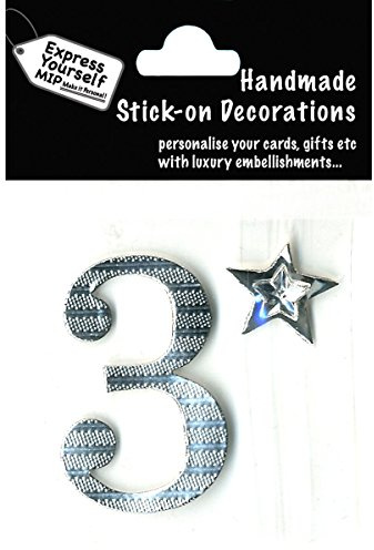 Express Yourself MIP 3D Stickers-Silver Number 3