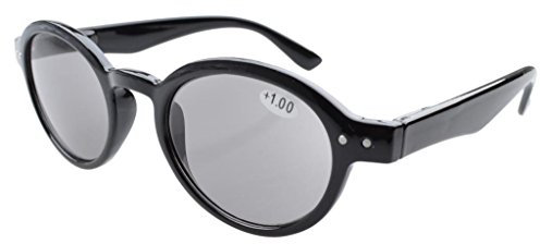 Eyekepper Spring Hinges Round Retro Reading Sunglasses Grey Lens