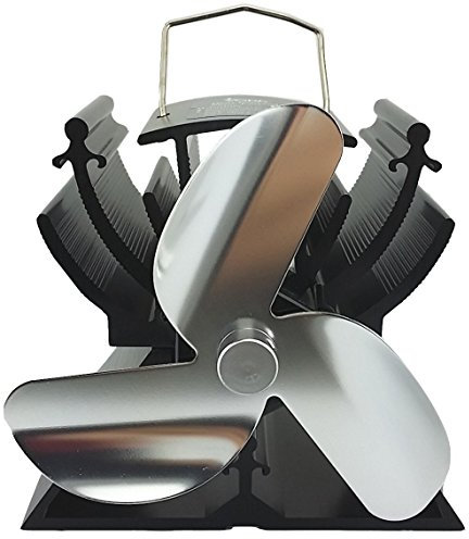 13 cm Höhe, Mini Hitze Powered Ofen Fan für kleine Platz von Holz/Log Brenner – Umweltfreundlich Silber